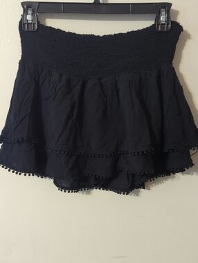 Black Tiered Smocked Waist Skirt